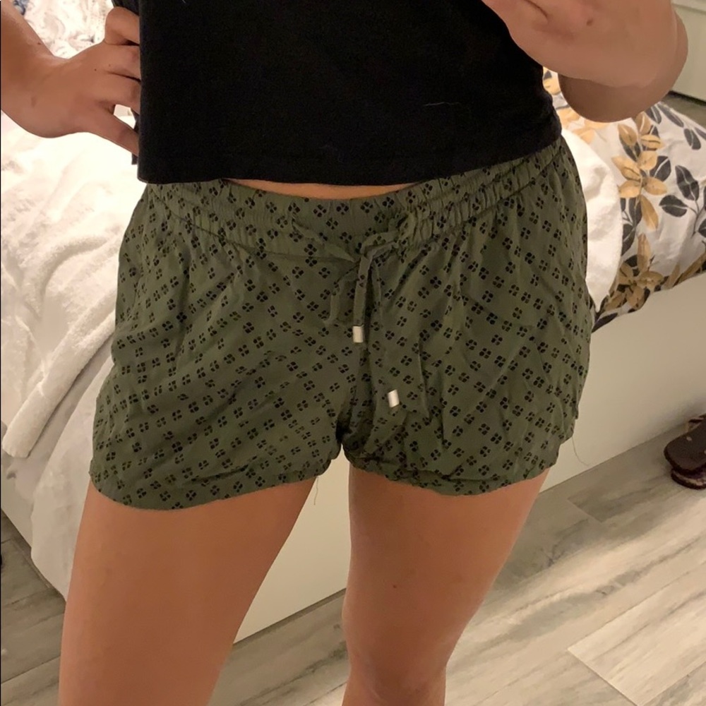 Army green beach shorts